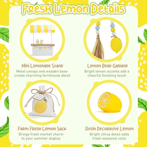 Summer Decorations for Home Indoor 8pcs Lemon Tiered Tray Decor Set - color: Lemon