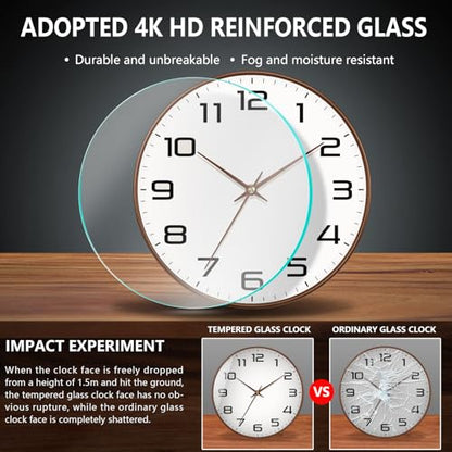 Woodgrain Wall Clock, Silent Non-Ticking Battery Operated Clock 10 Inch, Large Easy-to-Read Number Digital Wall Clocks, Modern Analog Clocks for Living Room Bedroom Kitchen Office Gym, Brown - color: Mocha Brown, size: 10 Inch