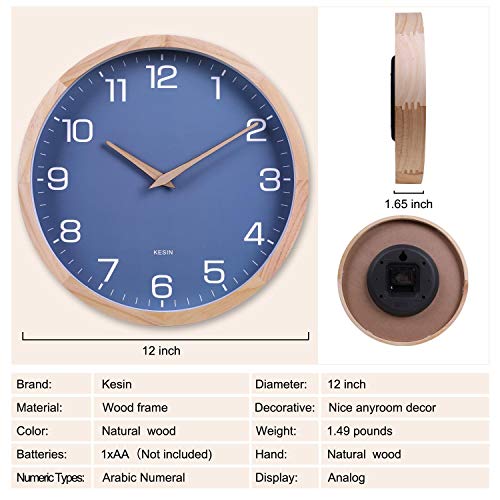 Kesin Wall Clock 12 Inch Silent Non Ticking Wood Wall Clocks Modern Simple
