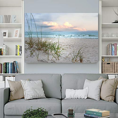 Renditions Gallery Home Wall Art Pictures Sunset View at Calm White Sandy Beach Canvas Hanging Prints for Living Room Office Walls - 12"X18" LT08 - color: Beach Driftwood, size: 18"L x 12"W
