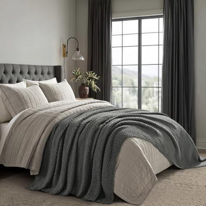 EVERGRACEHOME Chunky Chenille Knit Throw Blanket, 108x92, Charcoal Gray - color: Charcoal Gray, size: 108" X 92"