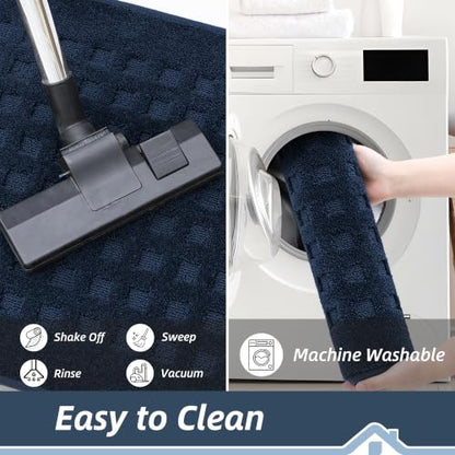 BEQHAUSE Dirt Trapper Door Mats 24"x36", Non Slip Washable, Navy Blue - color: Navy Blue, size: 24" X 36" (Rectangular)
