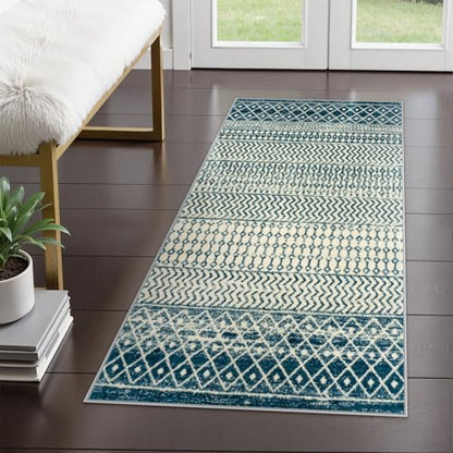 Coastal Kitchen Runner Rugs, 2x4 Small Boho Blue Bathroom Rugs - color: Royal Blue, size: 2' x 4' (Rectangular)