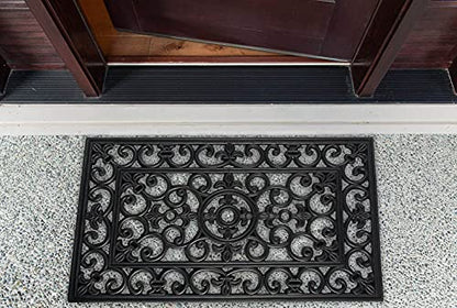 DII High Traffic All-Weather Rubber Doormat, 18x30, Scroll - color: Scroll, size: 1'6" x 2'6" (Rectangular)