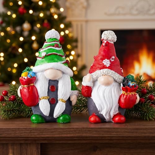 Winter Resin Christmas Gnomes and Gnome Figurines Decor Set