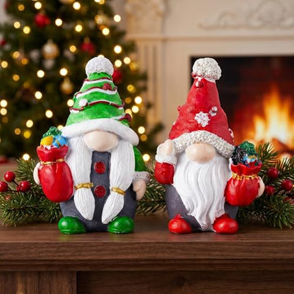 Winter Resin Christmas Gnomes and Gnome Figurines Decor Set