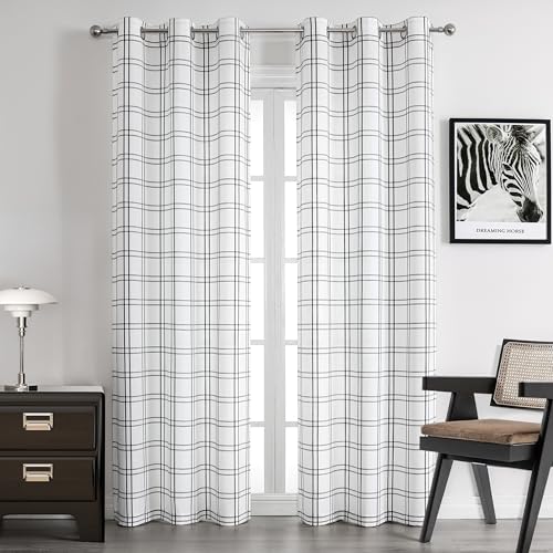Buffalo Plaid Window Curtain Panels 95 Inches Length - color: Plaid Black/White, size: 40"W x 95"L (Pack of 2)