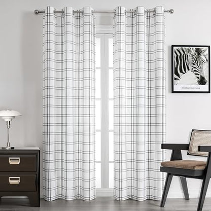 Buffalo Plaid Window Curtain Panels 95 Inches Length - color: Plaid Black/White, size: 40"W x 95"L (Pack of 2)