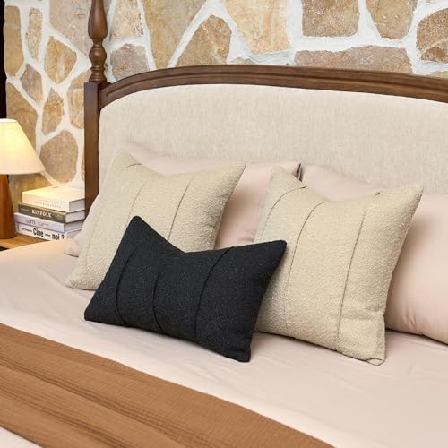 Textured Boucle Throw Pillow Covers 18x18 Inch Set of 2 Oatmeal - color: Oatmeal, size: 18" x 18" (Pack of 2)