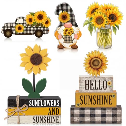 11 Pcs Sunflower Table Centerpiece Decorations, Wooden Stacked Sign - style: Sunflower