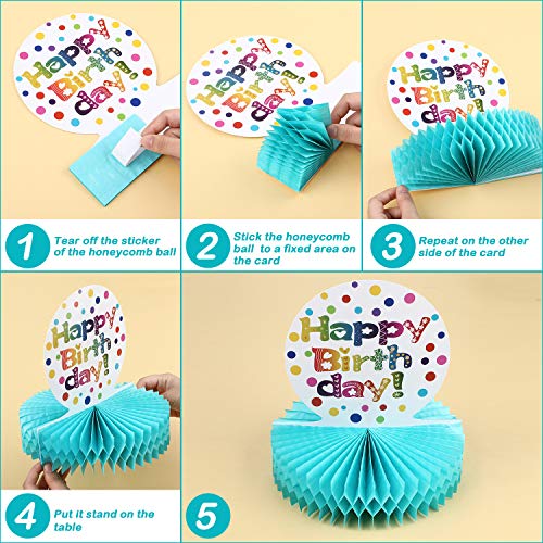 Rainbow Birthday Honeycomb Centerpiece for Table Decorations, 2 Pack