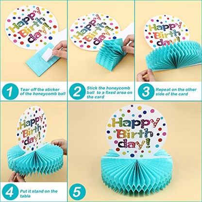 Rainbow Birthday Honeycomb Centerpiece for Table Decorations, 2 Pack