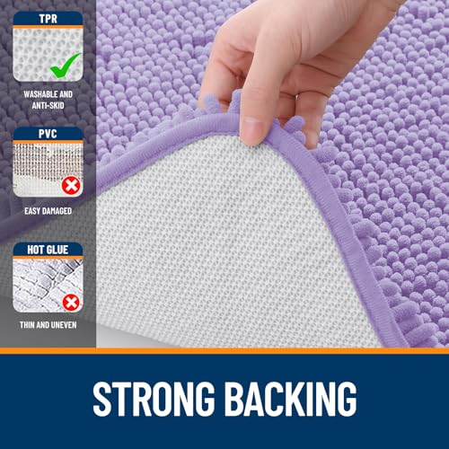 OLANLY Toilet Rugs U-Shaped 20x20, Soft Absorbent Chenille Contour Rugs - color: Lavender, size: 20" X 20" Contour Rug