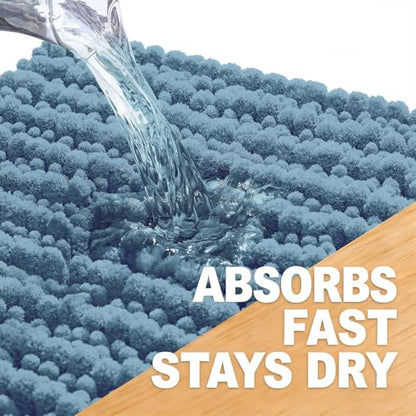 OLANLY Small Bathroom Rugs 24x16, Thick Soft Absorbent Chenille Bath Rugs - color: Airy Blue, size: 24" x 16"