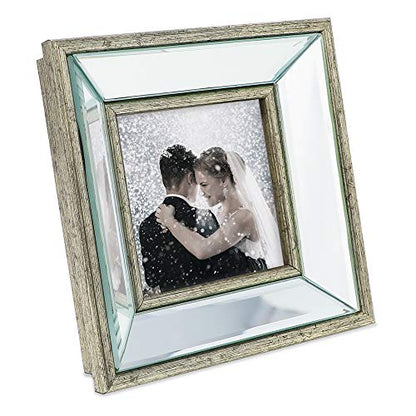 Laura Ashley 4x4 Silver Beveled Mirror Picture Frame Tabletop & Wall Mount - color: Silver, size: 4x4