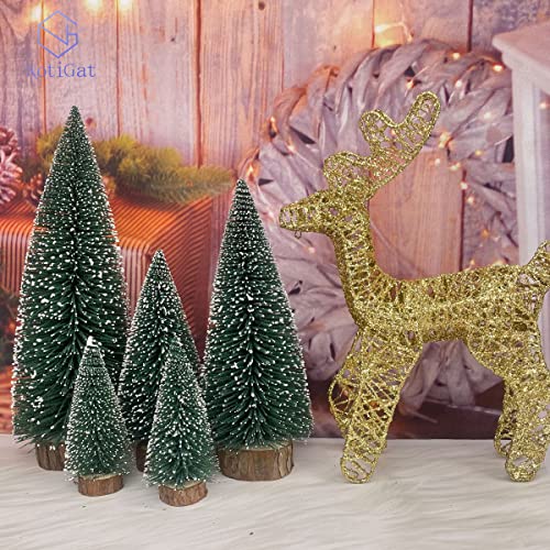 mini Christmas Tree Bottle Brush Christmas Trees with Wooden Bases Christmas Decorations for Party Table top decer Christmas Tree （5pcs）