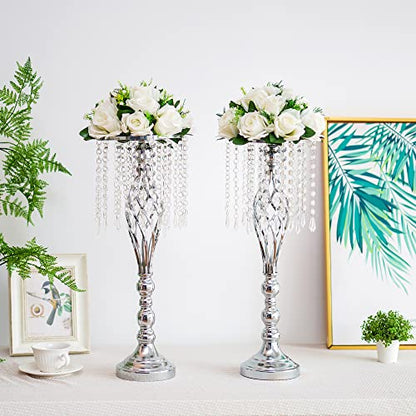 Flower Centerpieces for Wedding Tables: White, 2 Packs - color: Pure White