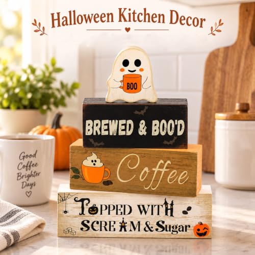 Cute Halloween Table Decor, Wooden Halloween Kitchen Decor