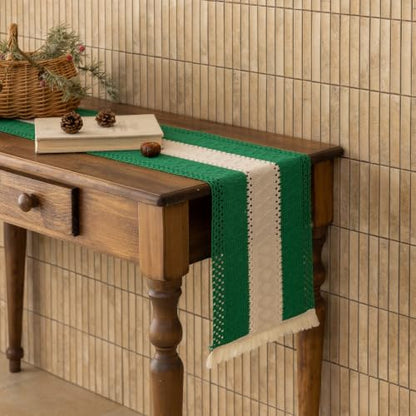 Keketoarrange Christmas Green Boho Table Runner 12x48 Inch - color: Christmas Green, size: 48"L