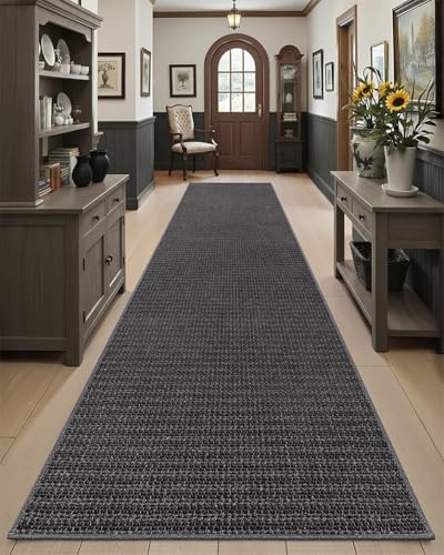 DEXI Hallway Runner Rug 36x120, Non Slip Long Rug for Entryway, Dark Grey - color: Dark Grey, size: 36" X 120" (Runner)