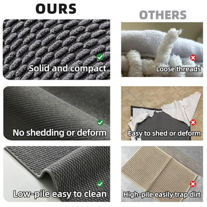 TYUU Bathroom Rugs Non Slip Washable, Super Absorbent Thin Bath Mat Quick Dry Low Pile Bathroom Rug, Dark Grey 20"x48" - color: Dark Grey, size: 1'8" X 4' (Rectangular)