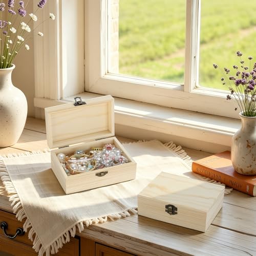 Small Unfinished Wooden Storage Box (Large 5.9 * 3.7 * 2.5 inch) - size: Large 5.9*3.7*2.5 inch
