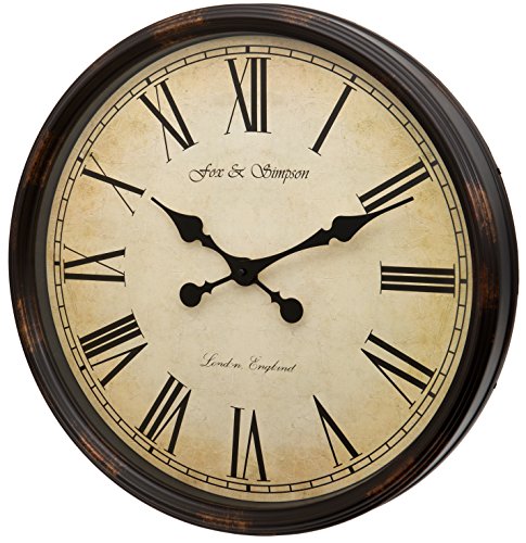 Extra Large 50cm Wall Clock in Black - 20 Inch Silent Non Ticking Wall Clocks for Living Room, Vintage Farmhouse Train Station Design with Black Roman Numerals, Over Fireplace Clock - color: Black