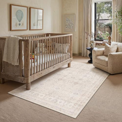 3x5 Apricot Area Rug Neutral Distressed Carpet - color: Accent | Beige Multi, size: 3' x 5' (Rectangular)