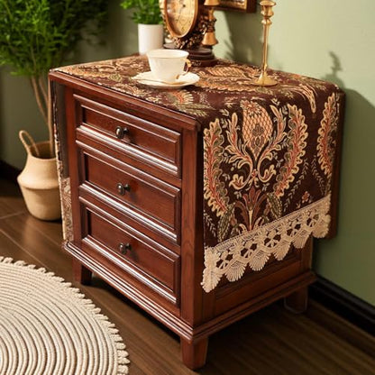 Nightstand Cover Cloth Dark Brown, Lace, Large, 15.7x51.2 Inch - color: Dark Brown, size: 51.2" x 15.7" (Rectangular)