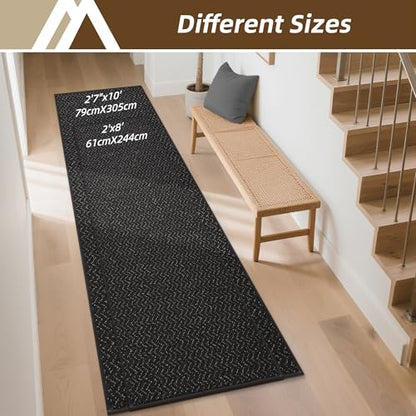 COSY HOMEER Hallway Runner Rugs Non-Slip Washable 2'7"x10' Black - color: Black, size: 2'7" x 10'