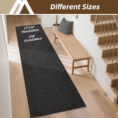 COSY HOMEER Hallway Runner Rugs Non-Slip Washable 2'x8' Black - color: Black, size: 2' x 8'