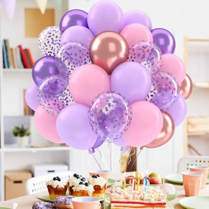 Patimate Purple and Pink Latex Balloons Set 50 pcs 12 inch - color: Purple Pink