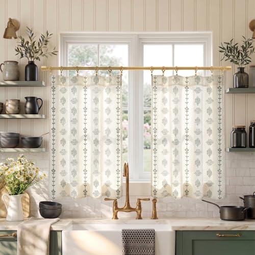 Lino Rosa Kitchen Curtains 24 Inch Length,Cortinas para Cocina Sala Modernas 2024 2025,Black - color: Black, size: 24"W x 24"L (Pack of 2)