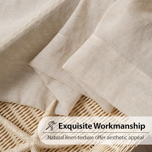 FMFUNCTEX Taupe Linen Sheer Curtains, 84 Inches, 2 Panels for Bedroom - color: Rod Pocket| Taupe, size: 52"W x 84"L (Pack of 2)