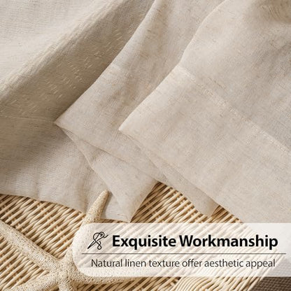 FMFUNCTEX Taupe Linen Sheer Curtains, 96 Inches, 2 Panels for Bedroom - color: Rod Pocket| Taupe, size: 52"W x 96"L (Pack of 2)