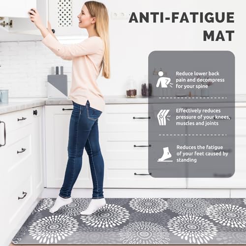 Kitchen Mat Water-Resistant Kitchen Rugs Cushioned Anti-Fatigue Floor Mat - color: Grey, size: 70"L x 24"W x 0.8"Th