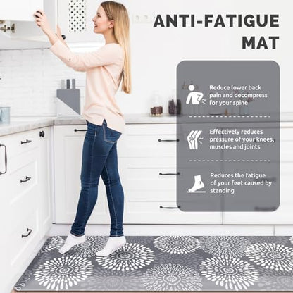 Kitchen Mat Water-Resistant Kitchen Rugs Cushioned Anti-Fatigue Floor Mat - color: Grey, size: 70"L x 24"W x 0.8"Th