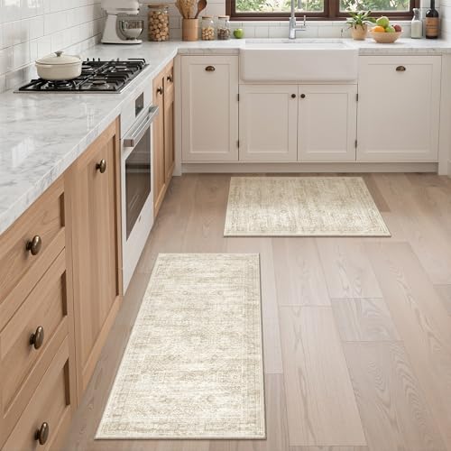 Kitchen Rugs Sets of 2, 2x3 2x4 Rug Runner,Beige - color: Beige/Ivory, size: 2x3+2x4 Set