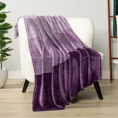 PAVILIA Purple Ombre Fleece Throw Blanket for Couch Sofa Bed, 50x60 - color: Gradient - Purple, size: 50 x 60 Inches - Throw