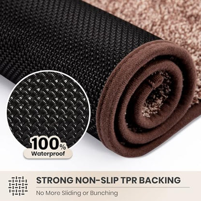 PURRUGS Hallway Runner Rug, 24" x 84", Brown-Light Cream - color: Brown-light Cream, size: 24" X 84"