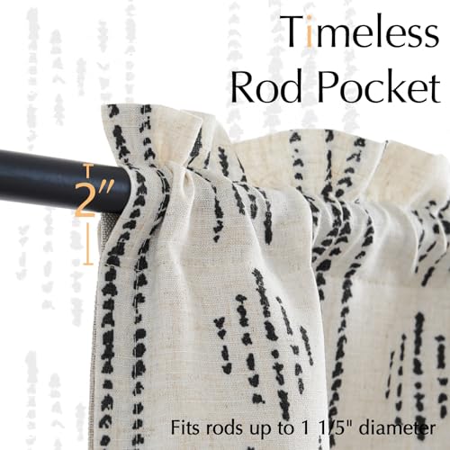 jinchan Striped Valance 18 Inch Modern Boho 1 Panel Black on Linen - color: Boho Black on Linen, size: 50"W x 18"L (Pack of 1)