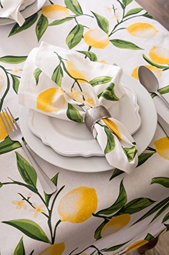 DII Lemon Bliss Tabletop Collection, Tablecloth, 60x84 - size: 84" x 60" (Rectangular)