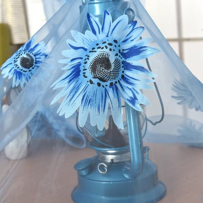 Ufurty 2pcs Sunflower Window Curtain Blue Floral Voile Sheer Curtains - color: Blue Flower, size: 39.4"W x 78.7"L (Pack of 2)