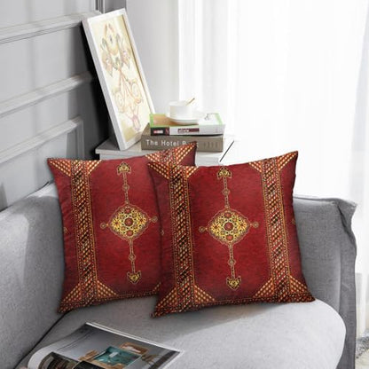 Britimes Throw Pillow Covers Set of 2, 18 x 18 Inch, Red Boho - color: Ethnic Tribal 14, size: 18" x 18" (Pack of 2)