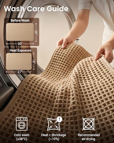 Upgraded Non Slip Waffle Bath Mat, Super Absorbent Bathroom Rug, 20x30 inch - color: Brown