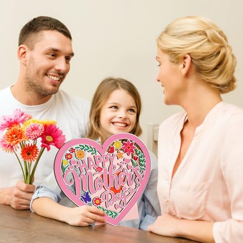Wood Wreath for Front Door Porch Window Wall Hanging Decor (Mom Day) - style: Mom Day