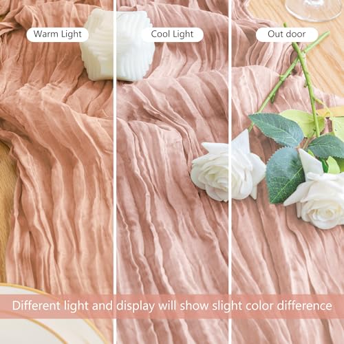Cheesecloth Table Runner 10FT 12Pcs Dusty Pink Boho Gauze Sheer Runners - color: Dusty Pink, size: 12 Pack