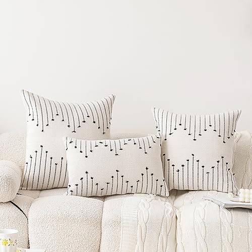 LILEPOY Boho Throw Pillow Covers 12x20 Farmhouse Lumbar Couch Pillow case - color: Beige and Black, size: 20" x 12" (Pack of 2)