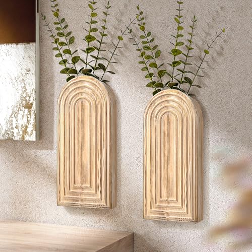 EOSAHR Wall Vase: Wall Planter for Bathroom Decor Aesthetic, Natural Wood - color: Natural Wood