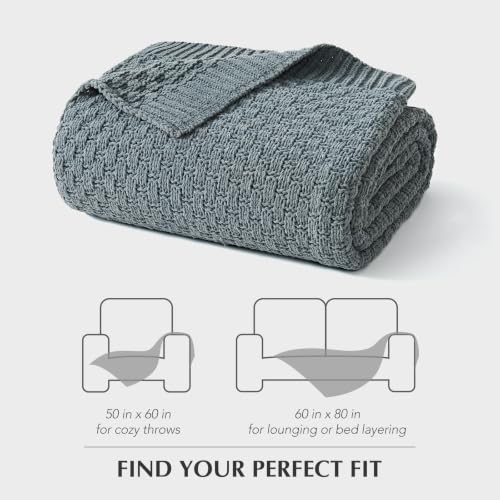 EVERGRACEHOME Chunky Chenille Knit Throw Blanket, Dusk Blue, 60" x 80" - color: Dusk Blue, size: 60" x 80"